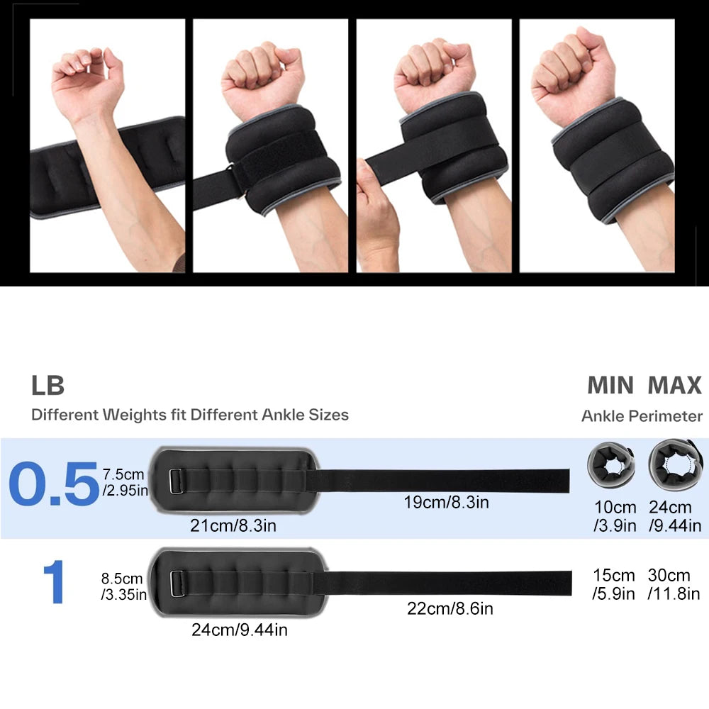 Ankle & Wrist Weights — Adjustable Strap for Running, Gym & Aerobics