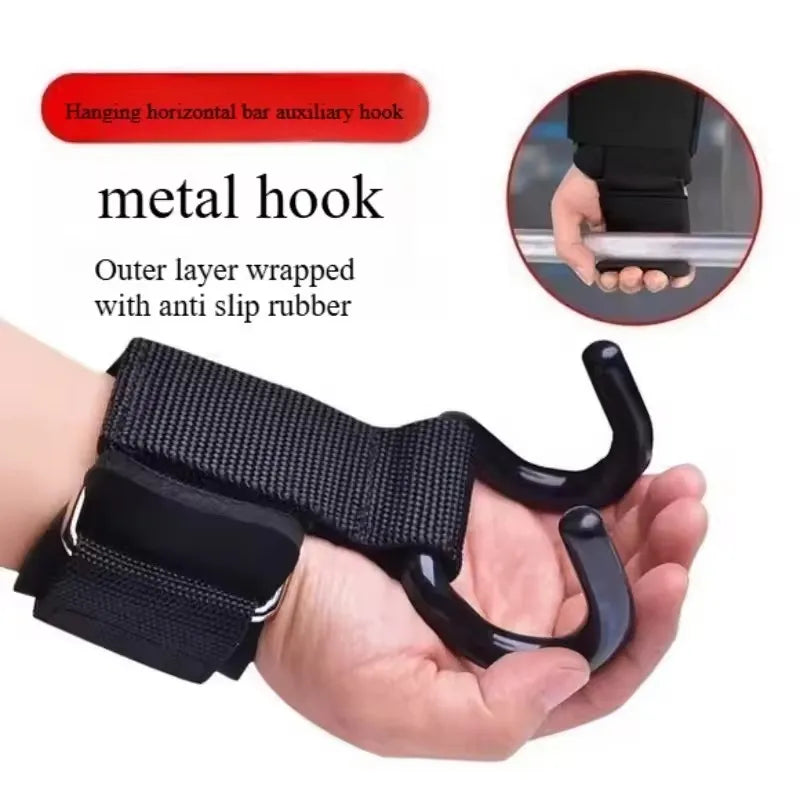 Pull Up Bar Wrist Straps & Lifting Hooks — Deadlift Grip Support for Gym Training