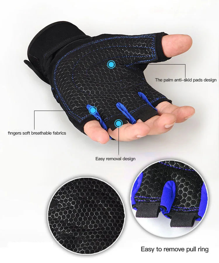 Gym Gloves with Wrist Support — Weightlifting & Bodybuilding