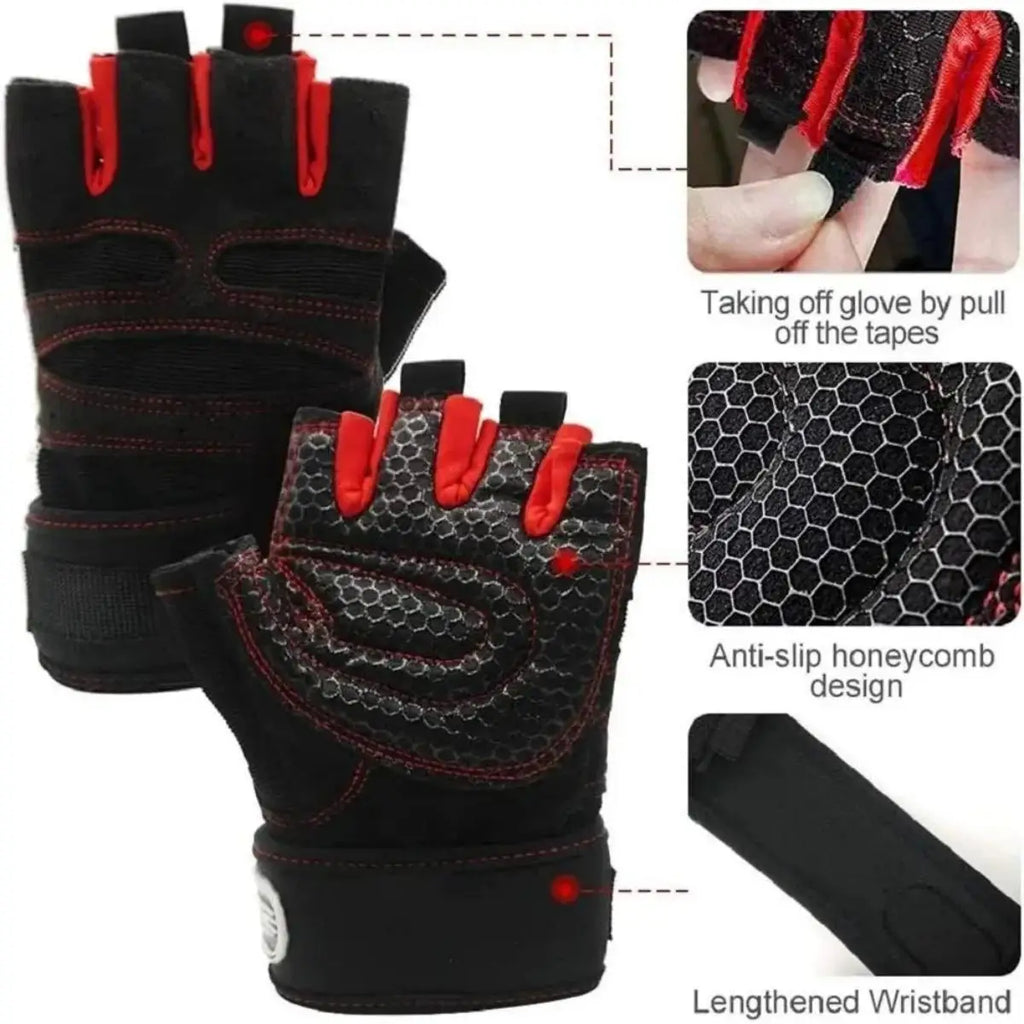 Gym Gloves with Wrist Support — Weightlifting & Bodybuilding