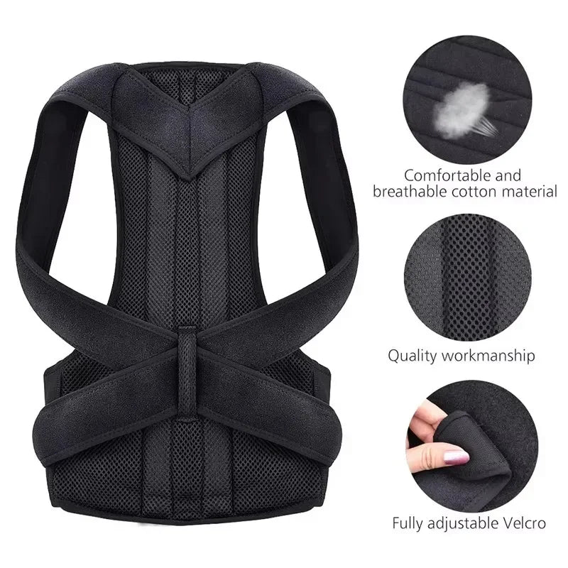 Posture Corrector Back Brace — Adjustable Shoulder & Lumbar Support for Men & Women