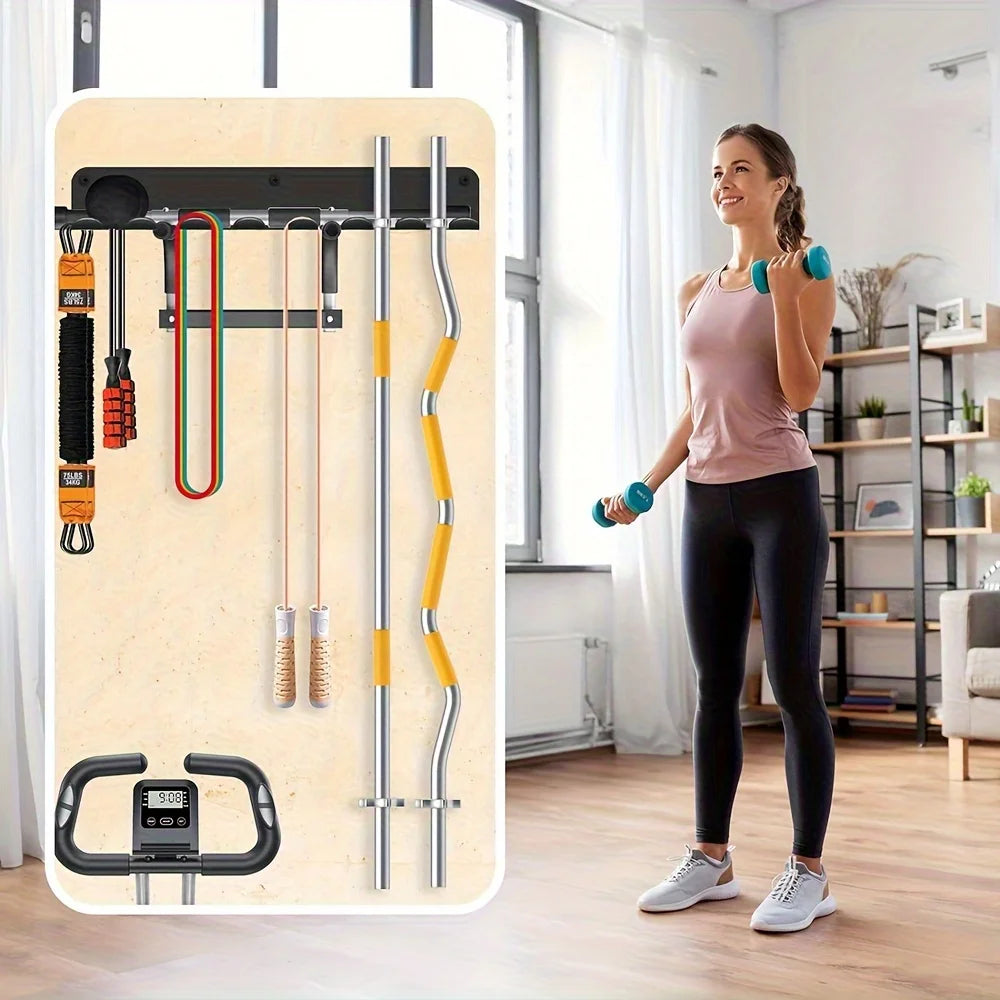 Wall-Mounted Fitness Equipment Organiser — Home Gym Storage Rack