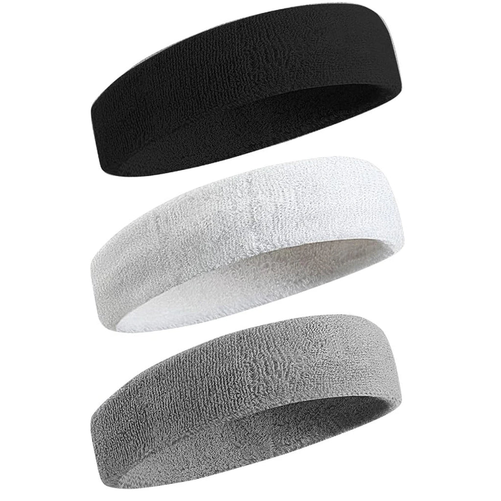 Sports Headbands 3-Pack – Moisture-Wicking Sweatband for Men & Women
