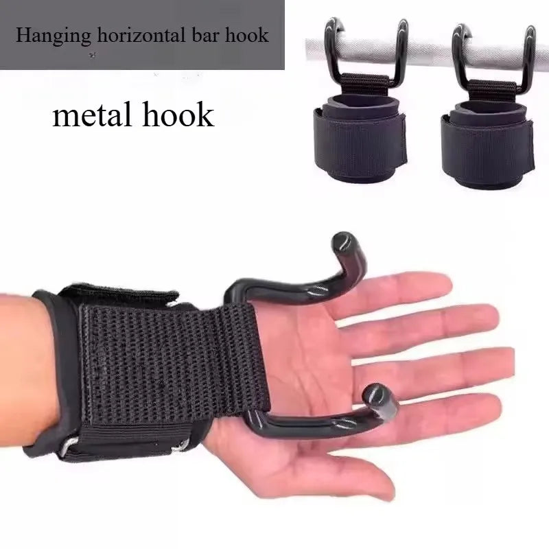 Pull Up Bar Wrist Straps & Lifting Hooks — Deadlift Grip Support for Gym Training