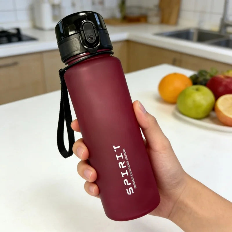650ml Frosted Sports Water Bottle — Leak-Proof with Straw & Carry Rope