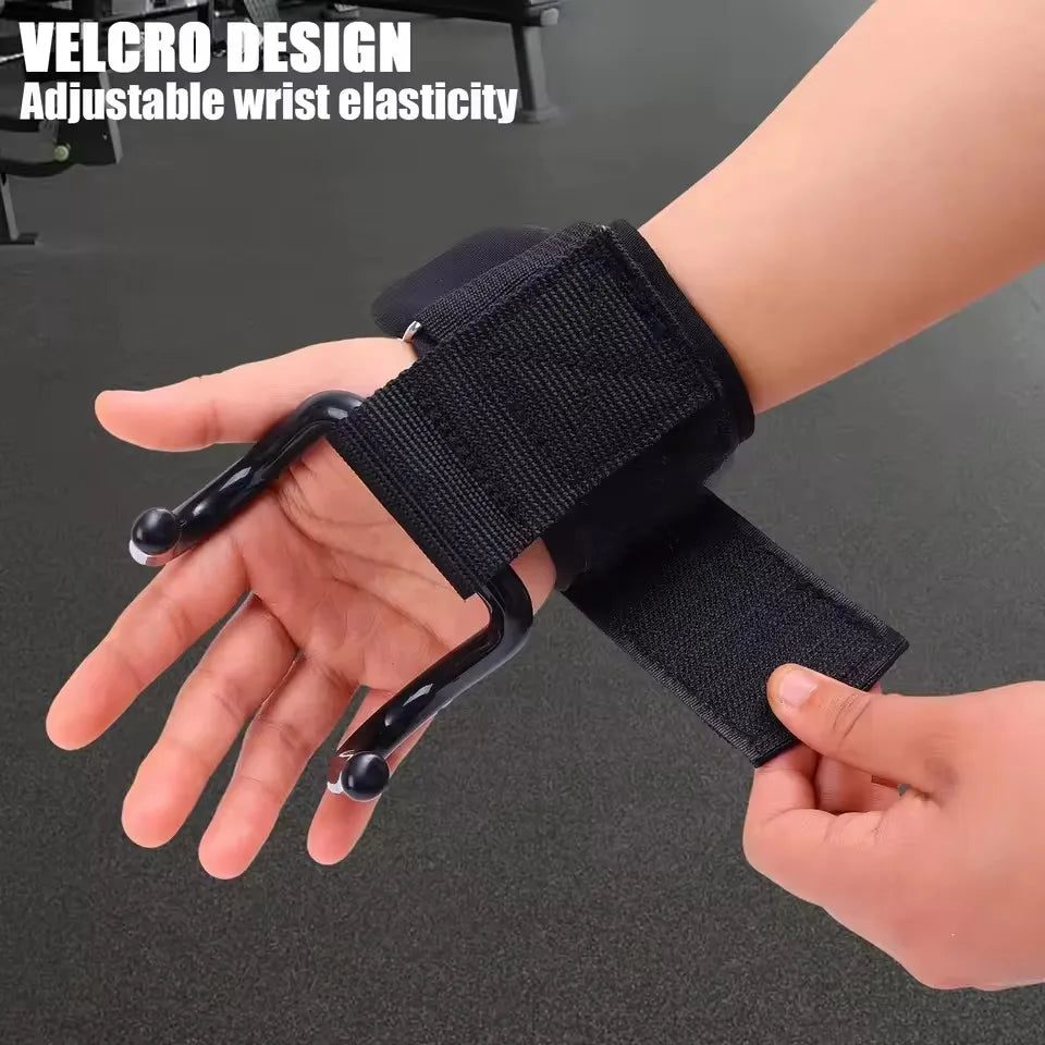 Pull Up Bar Wrist Straps & Lifting Hooks — Deadlift Grip Support for Gym Training