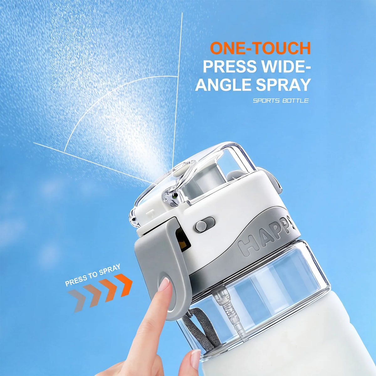 Gourde de sport avec spray 750 ml — Paille et boisson directe, Sans BPA