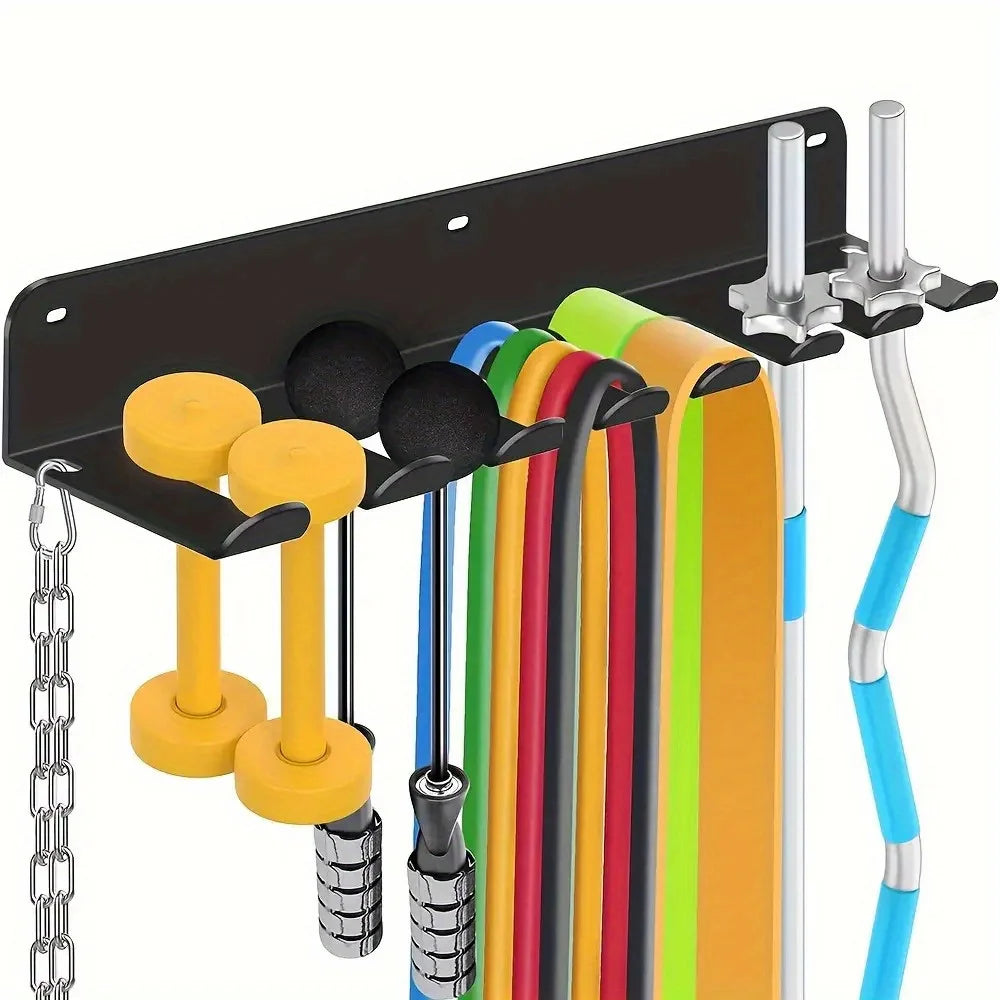 Wall-Mounted Fitness Equipment Organiser — Home Gym Storage Rack
