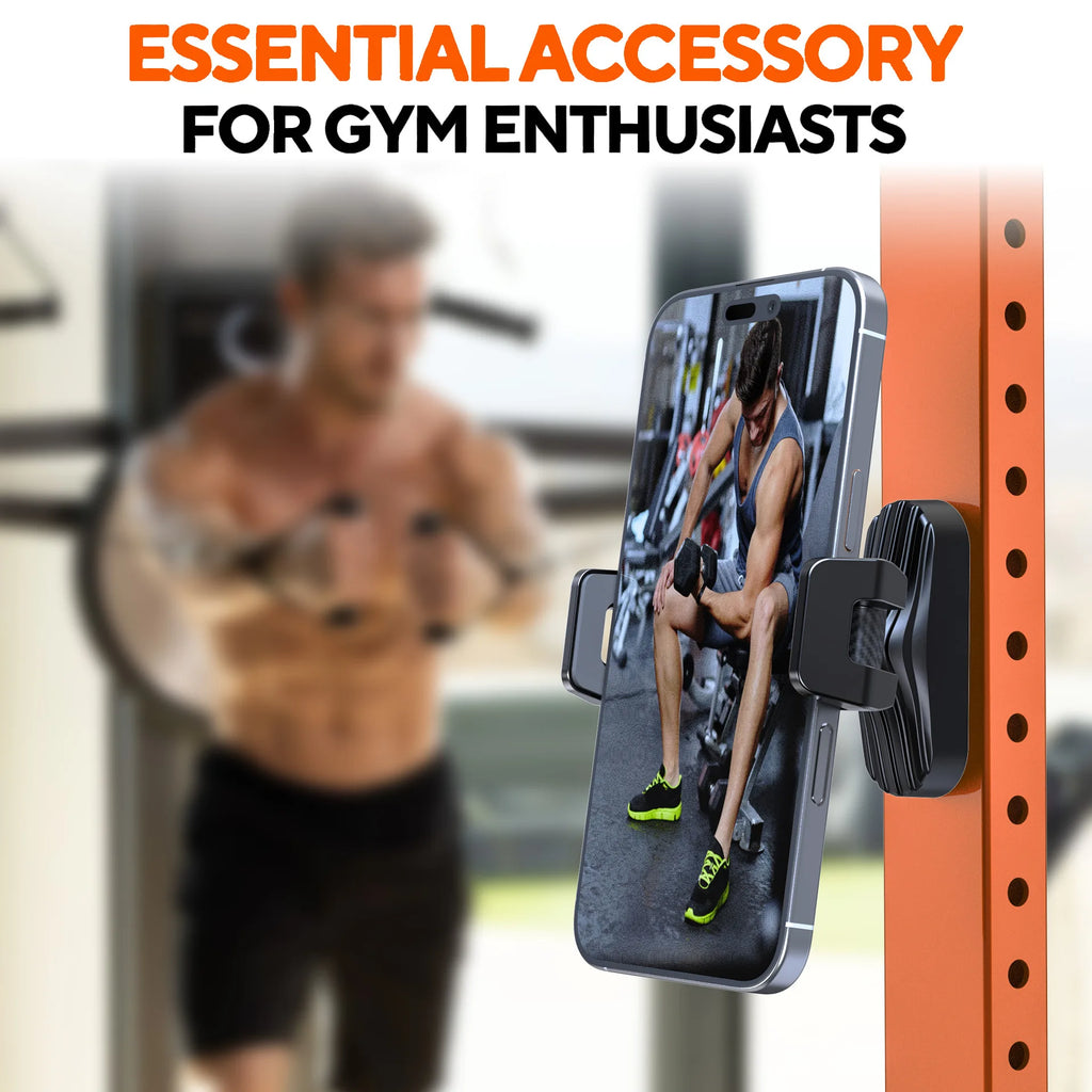 Magnetic Gym Phone Holder — 360° Adjustable for 4.7–7 Inch Phones