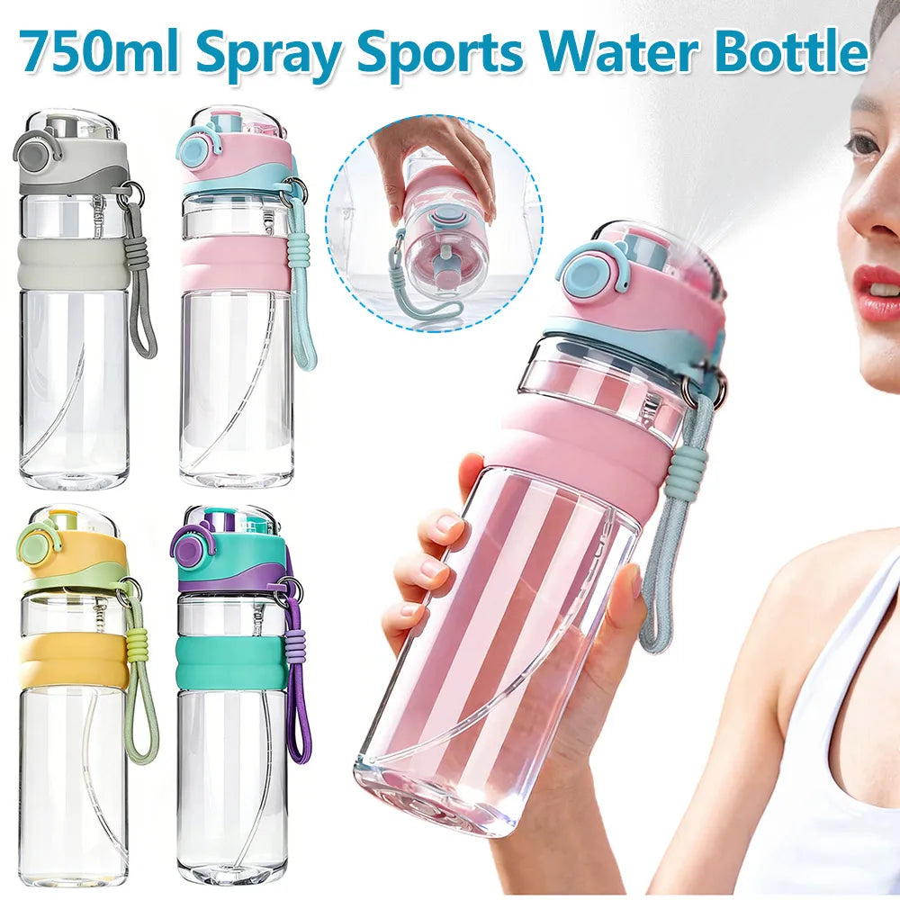 750ml Spray Sports Water Bottle — Straw & Direct Drink, BPA-Free