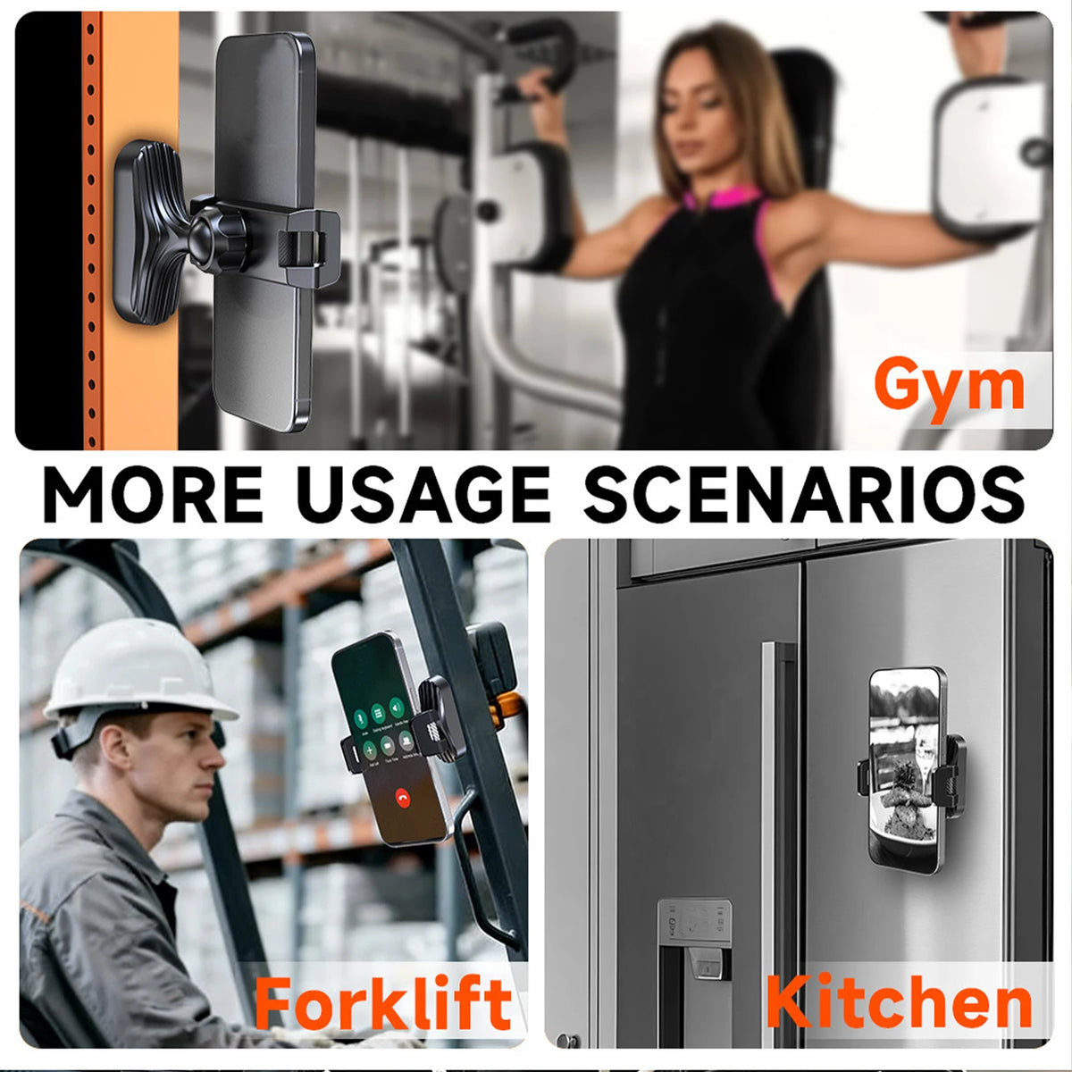 Magnetic Gym Phone Holder — 360° Adjustable for 4.7–7 Inch Phones