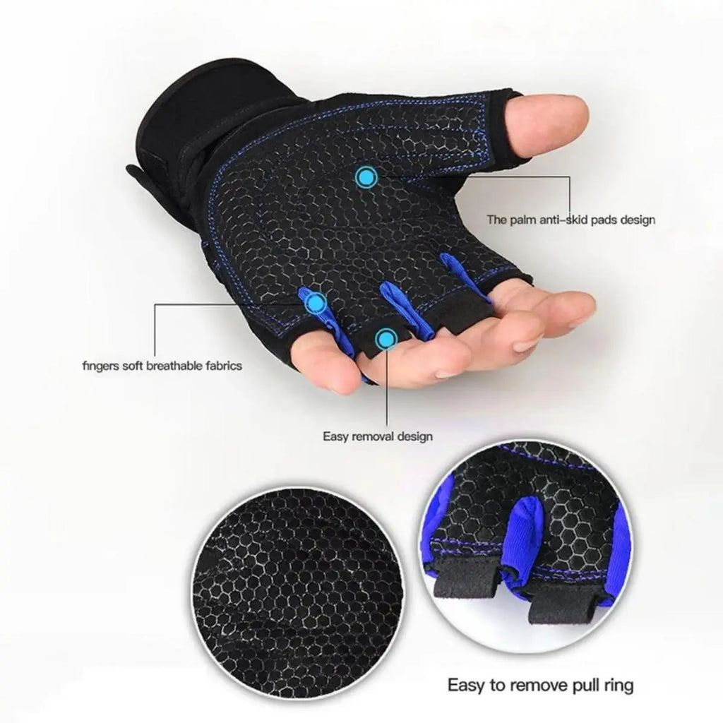Gym Gloves with Wrist Support — Weightlifting & Bodybuilding