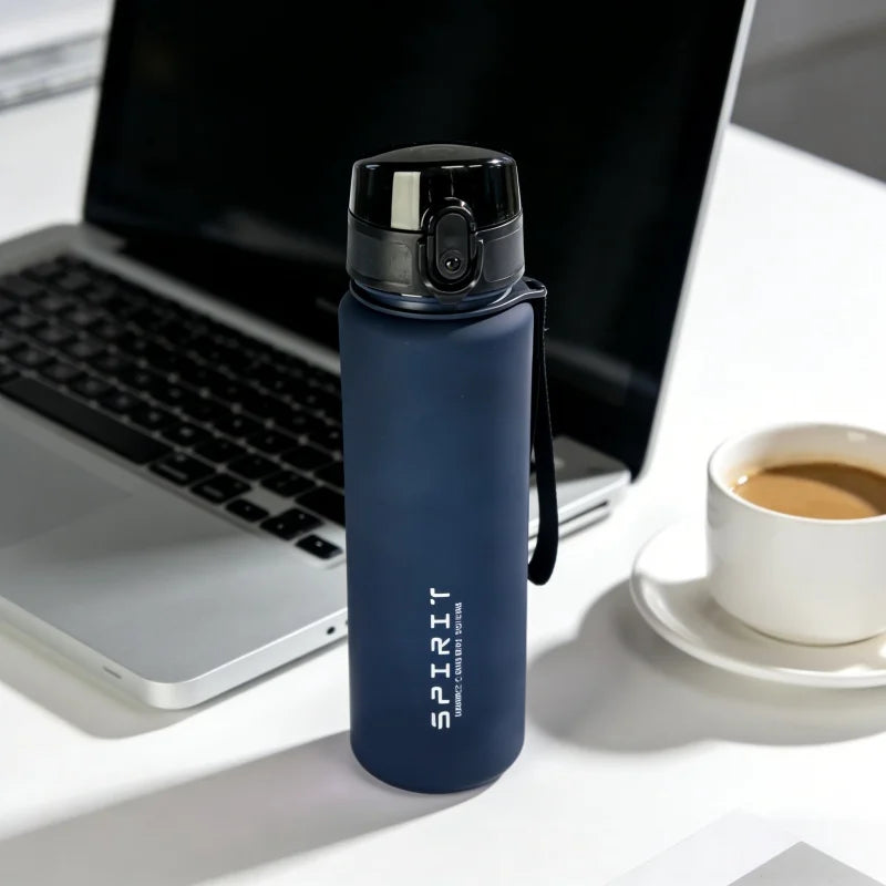 650ml Frosted Sports Water Bottle — Leak-Proof with Straw & Carry Rope