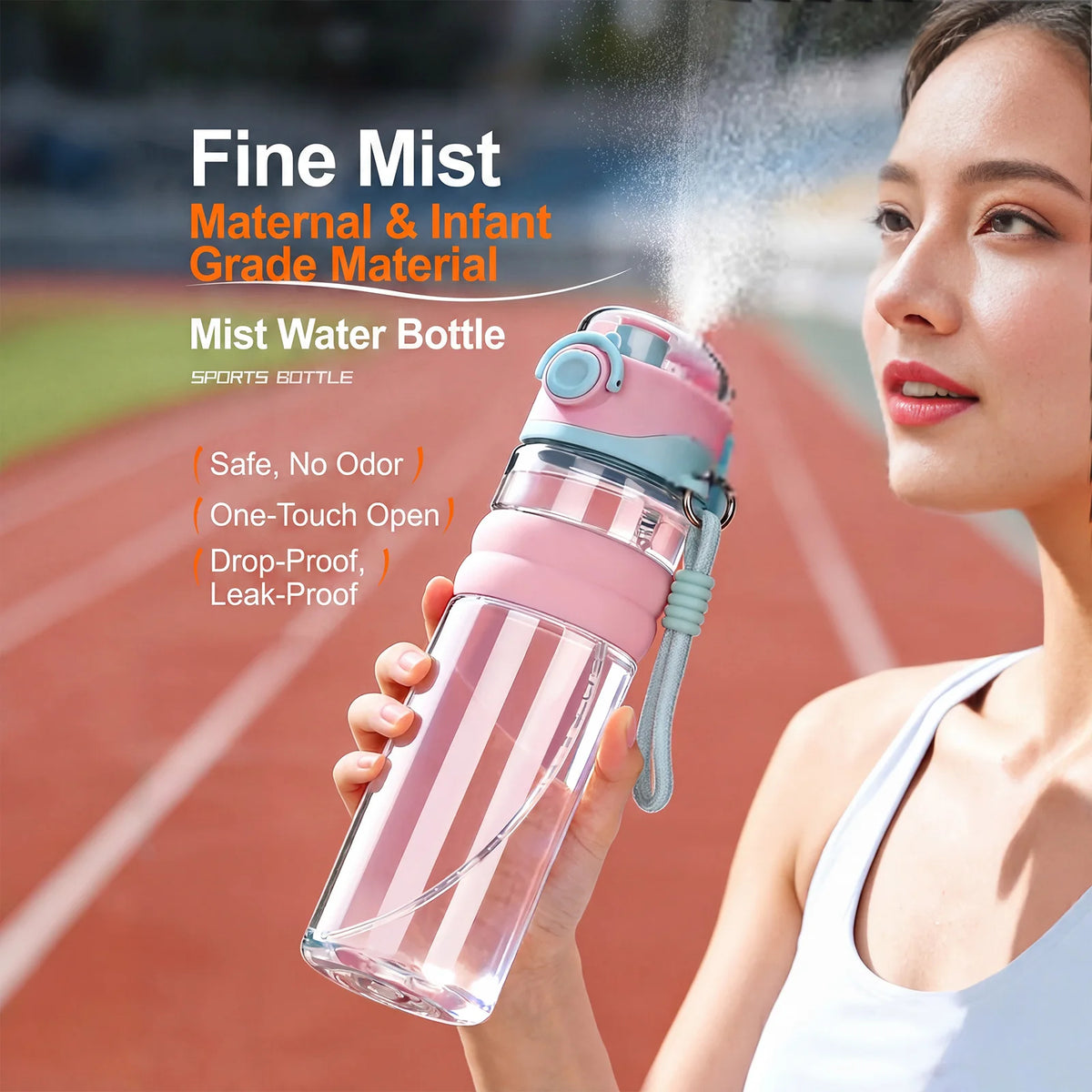 750ml Spray Sports Water Bottle — Straw & Direct Drink, BPA-Free